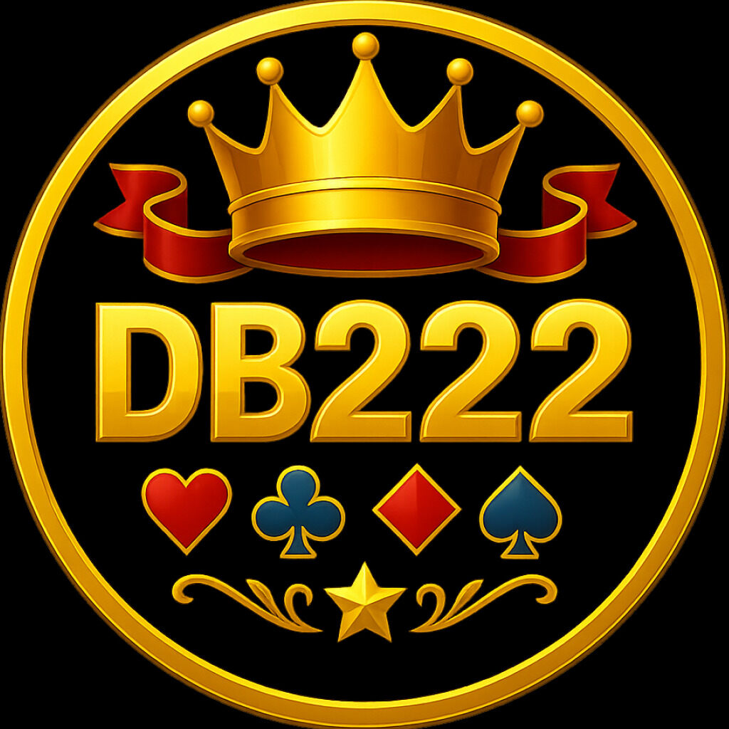 Play and win with DB222 – your trusted online casino DB222 casino golden logo with crown, ribbon, star and card symbols representing luxury online gaming